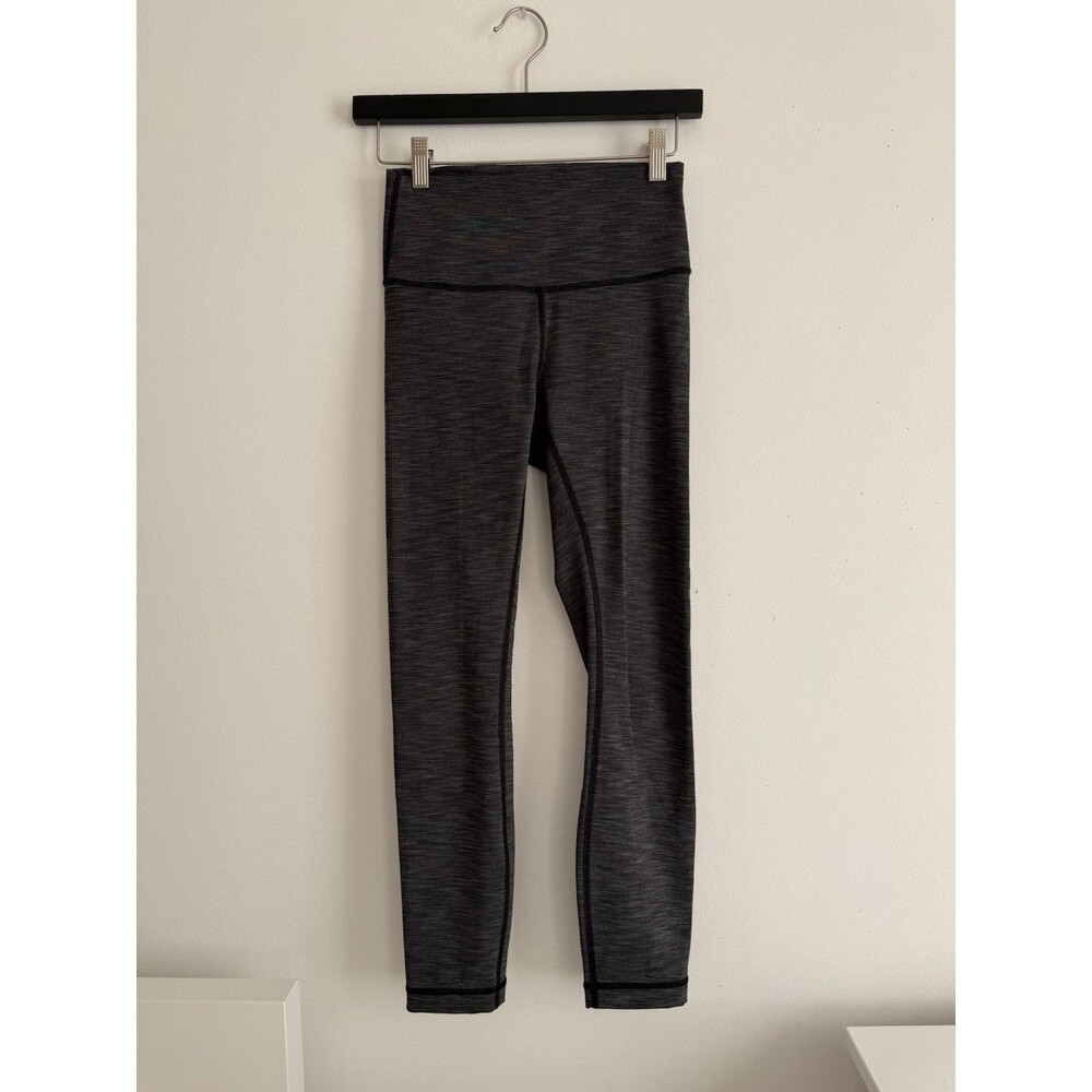 ✿ Lululemon Gray High Rise Leggings Heathered Yoga Athleisure Pants Size 4